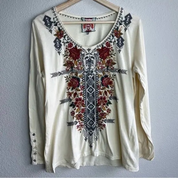 Johnny Was Tops - JOHNNY WAS Zaret Embroidered Floral Tee